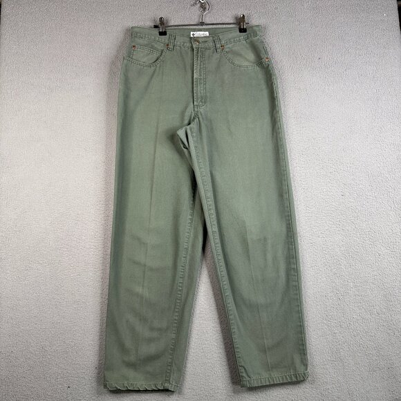 Vintage Columbia Jeans Womens Size 10R Olive Loose Straight Leg Canvas Work Wear - Picture 1 of 13